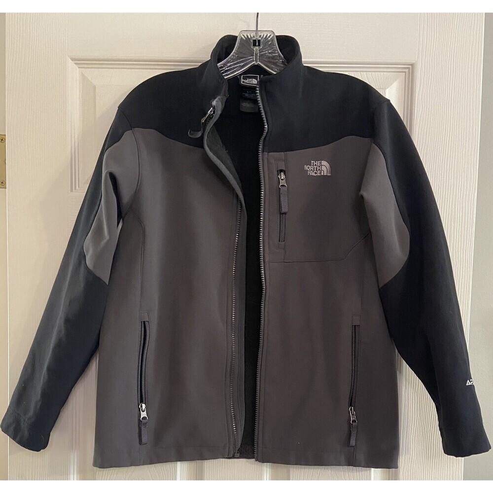 North Face Boys Windbreaker Size L, Color Block Black And Gray EUC